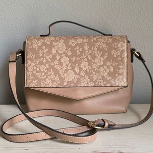 Beige Floral Crossbody Bag
